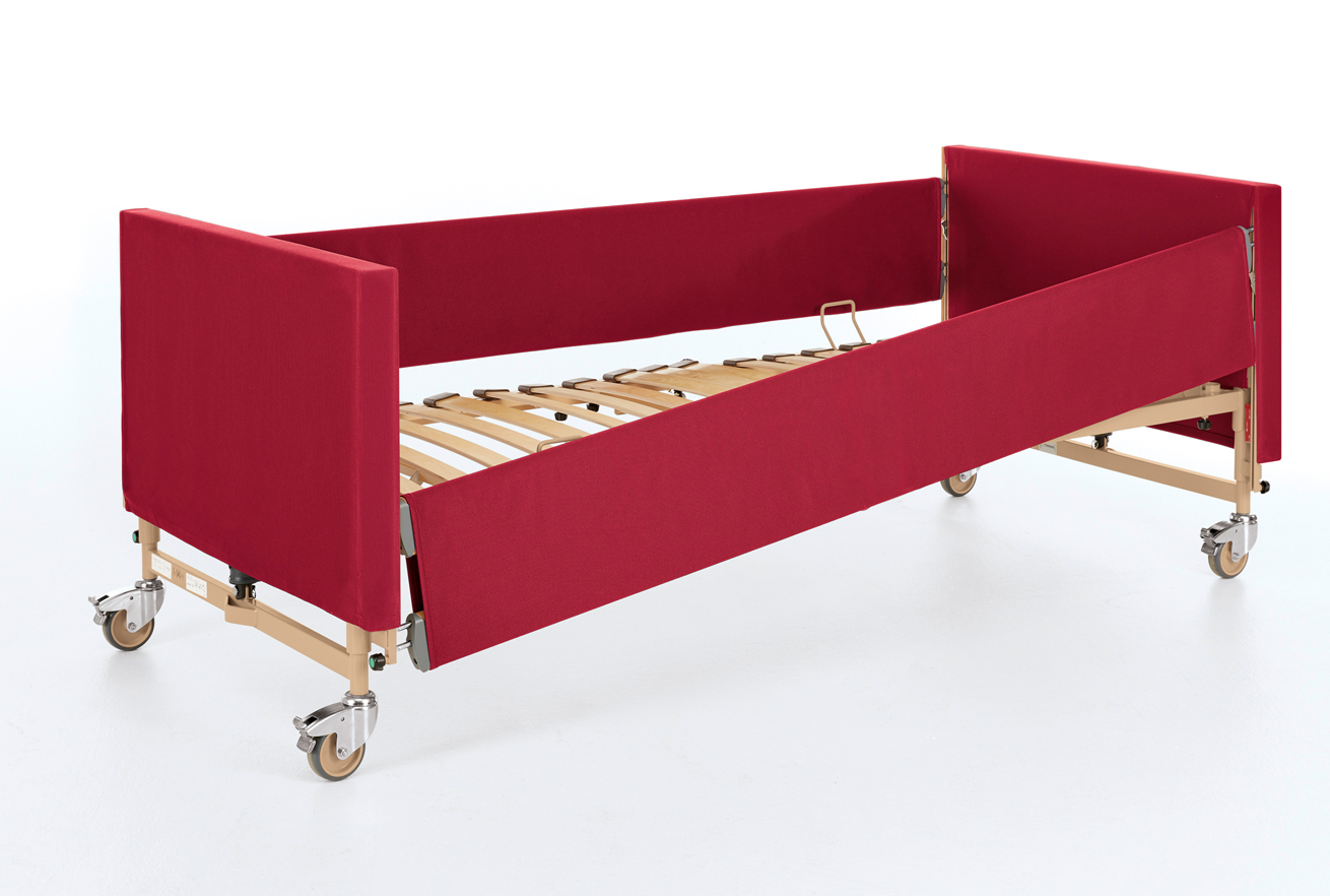 Softbezug Stoff für Pfelegebett rot Ein Stoffbezug für ein Pflebettrahmen in rot
